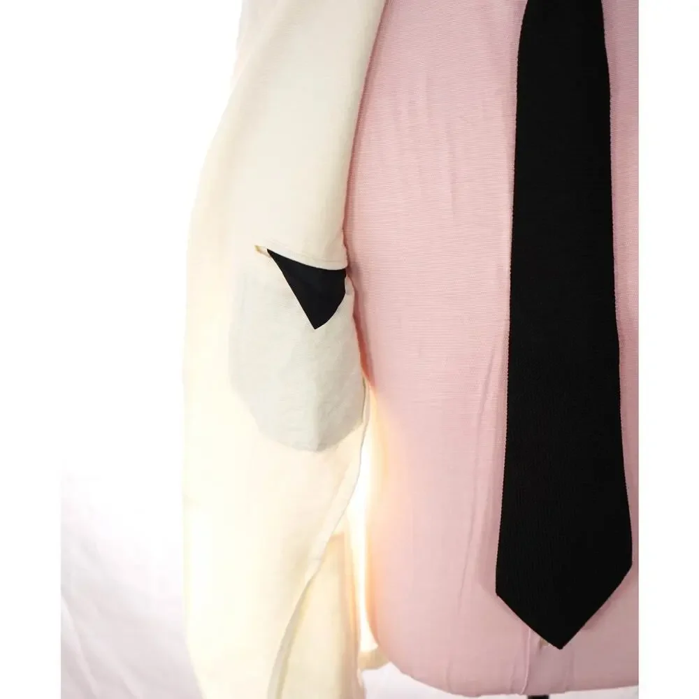$1,095 ELEVENTY - LINEN/COTTON Patch White Pique Blazer - 36